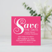 Chic Typografie Save the Date Invite, Roze (Staand voorkant)