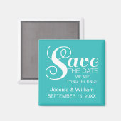 Chic Typografie Save the Date Magnet, Aqua Magneet (Voorkant / Achterkant)