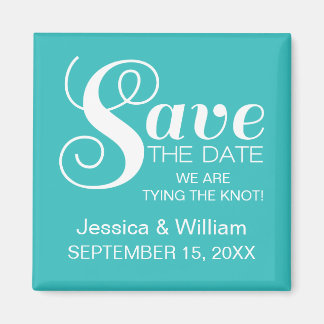 Chic Typografie Save the Date Magnet, Aqua Magneet