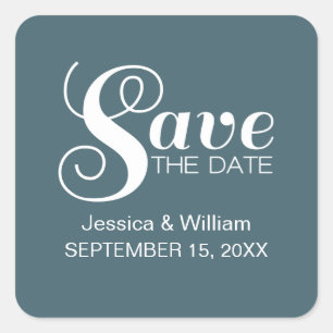 Chic Typografie Save the Date Stickers Blue