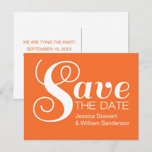 Chic Typografie Sparen het Briefkaart van de Datum (Voorkant / Achterkant)