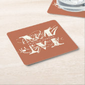 Chic typografie terracotta monogram naam kartonnen onderzetters (Schuin)