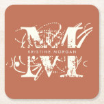 Chic typografie terracotta monogram naam kartonnen onderzetters<br><div class="desc">Chic typografie terracotta monogram naam</div>