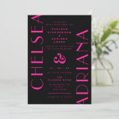 Chic Typografie Zwart Roze Art Deco Huwelijk Kaart (Staand voorkant)
