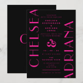 Chic Typografie Zwart Roze Art Deco Huwelijk Kaart (Voorkant / Achterkant)