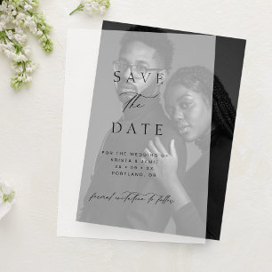 Chic Typografisch Script Trouw Save the Date Vellum Uitnodigingen