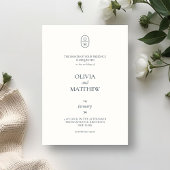 Chic Typograhy Monogram Wedding Invitation Kaart