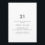 Chic Typography 21st Birthday Party Kaart<br><div class="desc">Deze chic typografie 21ste verjaardagsfeestuitnodiging is perfect voor een modern verjaardagsfeest. Het eenvoudige ontwerp biedt een klassiek,  minimalistisch zwart-wit typografie met een rooskleurig boho-gevoel.  in elke kleur. Houd het ontwerp minimaal en elegant,  zoals het is,  of personaliseer het door uw eigen grafiek en kunstwerk toe te voegen.</div>