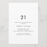 Chic Typography 21st Birthday Party Kaart<br><div class="desc">Deze chic typografie 21ste verjaardagsfeestuitnodiging is perfect voor een modern verjaardagsfeest. Het eenvoudige ontwerp biedt een klassiek,  minimalistisch zwart-wit typografie met een rooskleurig boho-gevoel.  in elke kleur. Houd het ontwerp minimaal en elegant,  zoals het is,  of personaliseer het door uw eigen grafiek en kunstwerk toe te voegen.</div>