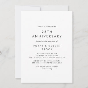 Chic Typography 25th Wedding Jubileum Kaart