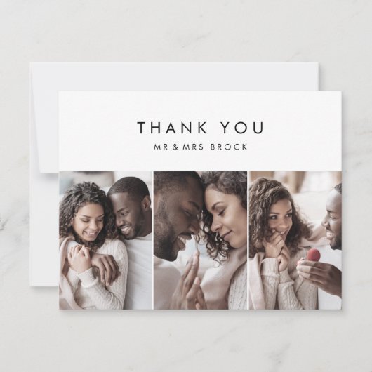 Chic Typography 3 Photo Template Thank You Card Bedankkaart (Voorkant)