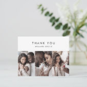 Chic Typography 3 Photo Template Thank You Card Bedankkaart (Staand voorkant)