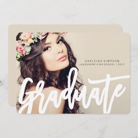 Chic Typography Afstuderen Annoucement Aankondiging (Voorkant / Achterkant)