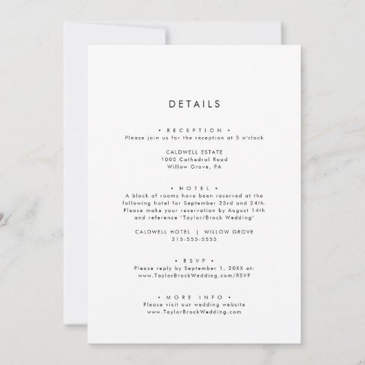 Chic Typography All-in-One Weddenschap Kaart (Achterkant)