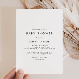 Chic Typography Baby shower Kaart