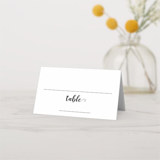 Chic Typography Black and white Table bruiloft Plaatskaartje (Voorkant)