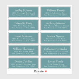 Chic Typography Blauwgroen Wedding Guest Adresetik Sticker