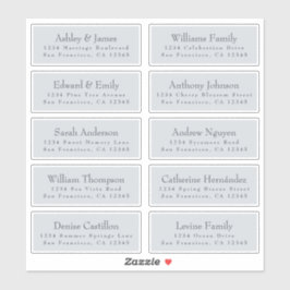 Chic Typography Blue Wedding Guest Adresetiketten Sticker