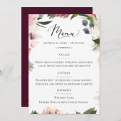Chic Typography Blush Plum Floral Wedding Menu (Voorkant / Achterkant)