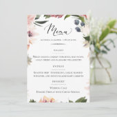 Chic Typography Blush Plum Floral Wedding Menu (Staand voorkant)