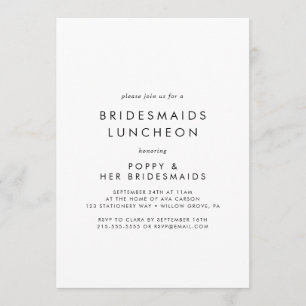 Chic Typography Bridesmaids Luncheon Kaart