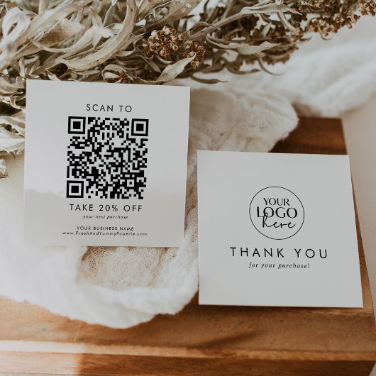 Chic Typography Business Logo QR Code Bedankt Kortingskaartje