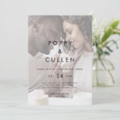 Chic Typography | Casual  bruiloft met Faded foto Kaart (Staand voorkant)