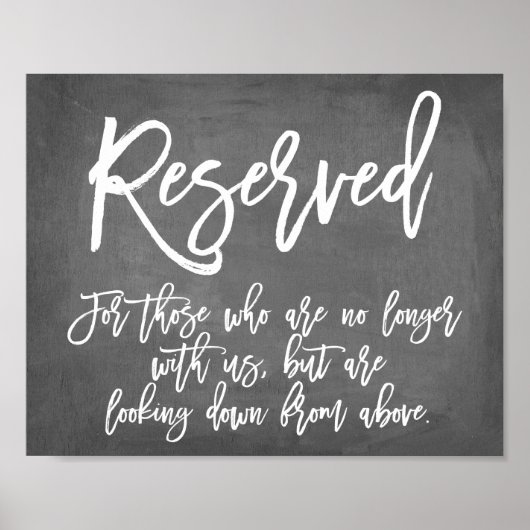 Chic Typography Chalkboard Gereserveerd Memorial Poster (Voorkant)