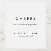 Chic Typography Cheers Wedding Wine Labels Wijn Etiket (Enkel label)