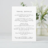 Chic Typography Destination Wedding Travel Details Informatiekaartje (Staand voorkant)