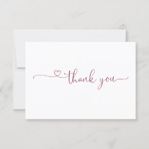 Chic Typography Elegant Burgundy Heart Bedankkaart