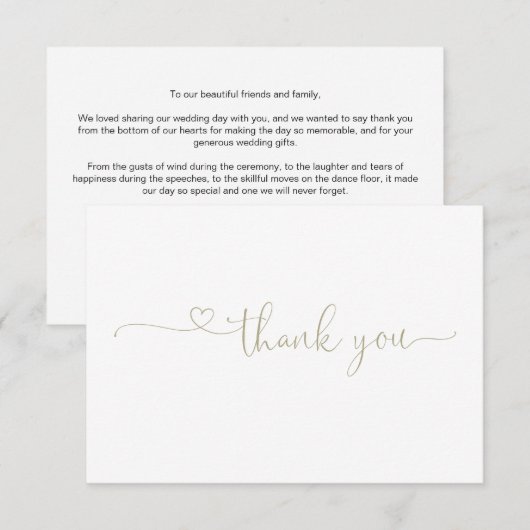 Chic Typography Elegant Sage Green Heart Bedankkaart (Voorkant / Achterkant)