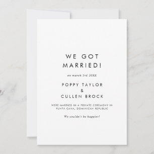 Chic Typography Elopement Notice Aankondiging