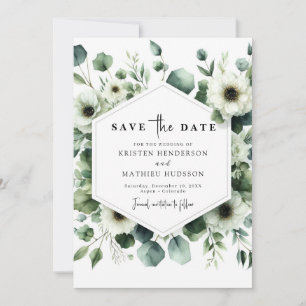 Chic Typography Eucalyptus Digital Wedding Save The Date