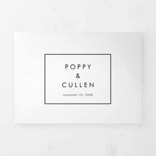 Chic Typography | Faded-fotoweddenschap Drieluik Uitnodiging (Cover)