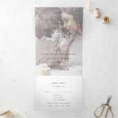 Chic Typography | Faded-fotoweddenschap Drieluik Uitnodiging (Binnen)