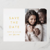 Chic Typography | Gold Foil Foto Save the Date Folie Uitnodiging Briefkaart (Voorkant)