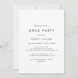 Chic Typography Grad Party Kaart
