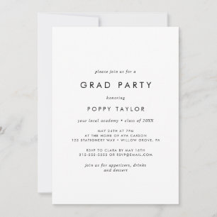 Chic Typography Grad Party Kaart