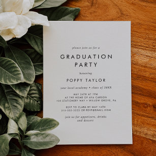 Chic Typography Graduation Party Kaart