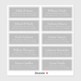 Chic Typography Gray Wedding Guest Adresetiketten Sticker