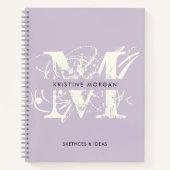 Chic typography lavender monogram name notitieboek (Voorkant)