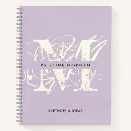 Chic typography lavender monogram name notitieboek