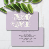 Chic typography lavender monogram name visitekaartje