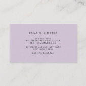 Chic typography lavender monogram name visitekaartje (Achterkant)