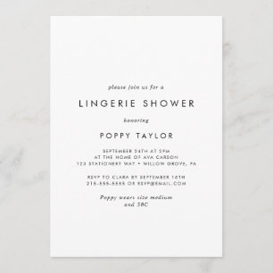 Chic Typography Lingerie Shower Kaart