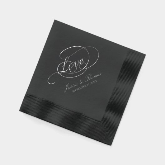 Chic Typography Love Script Wedding Folie Servetten (Links)