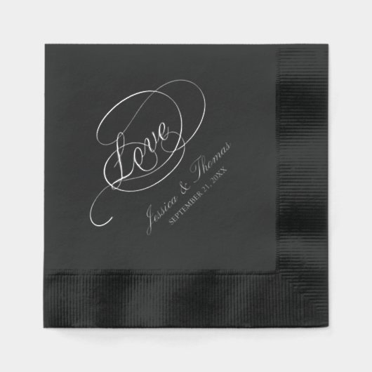 Chic Typography Love Script Wedding Folie Servetten (Voorkant)