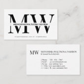 Chic typography monogram lettering name visitekaartje (Voorkant / Achterkant)