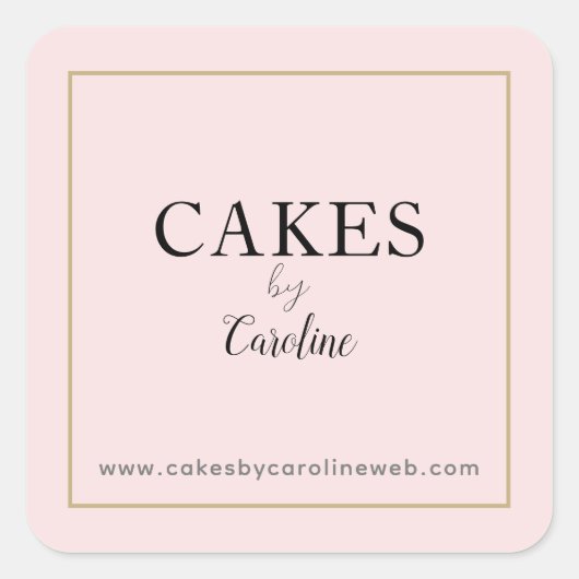 Chic Typography Name Blush Pink Business Website Vierkante Sticker (Voorkant)